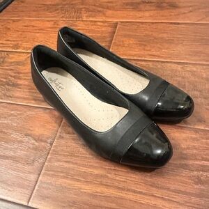 CLARKS COLLECTION Women's Black Combo Marilyn Sara Block-Heel Pumps SZ 9.5
